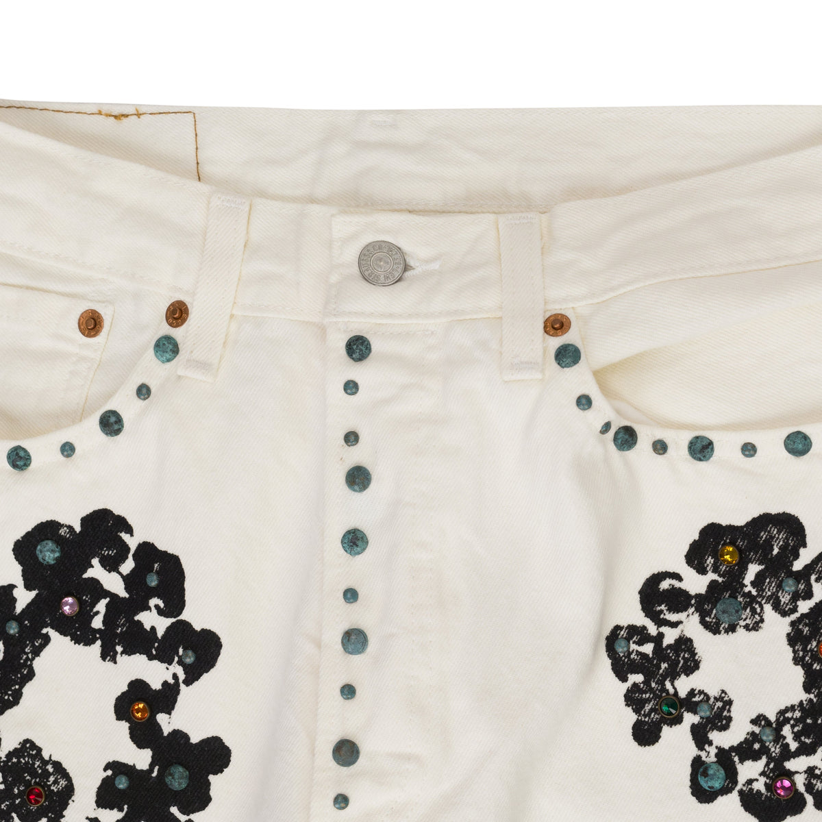 White Rhinestone Jeans