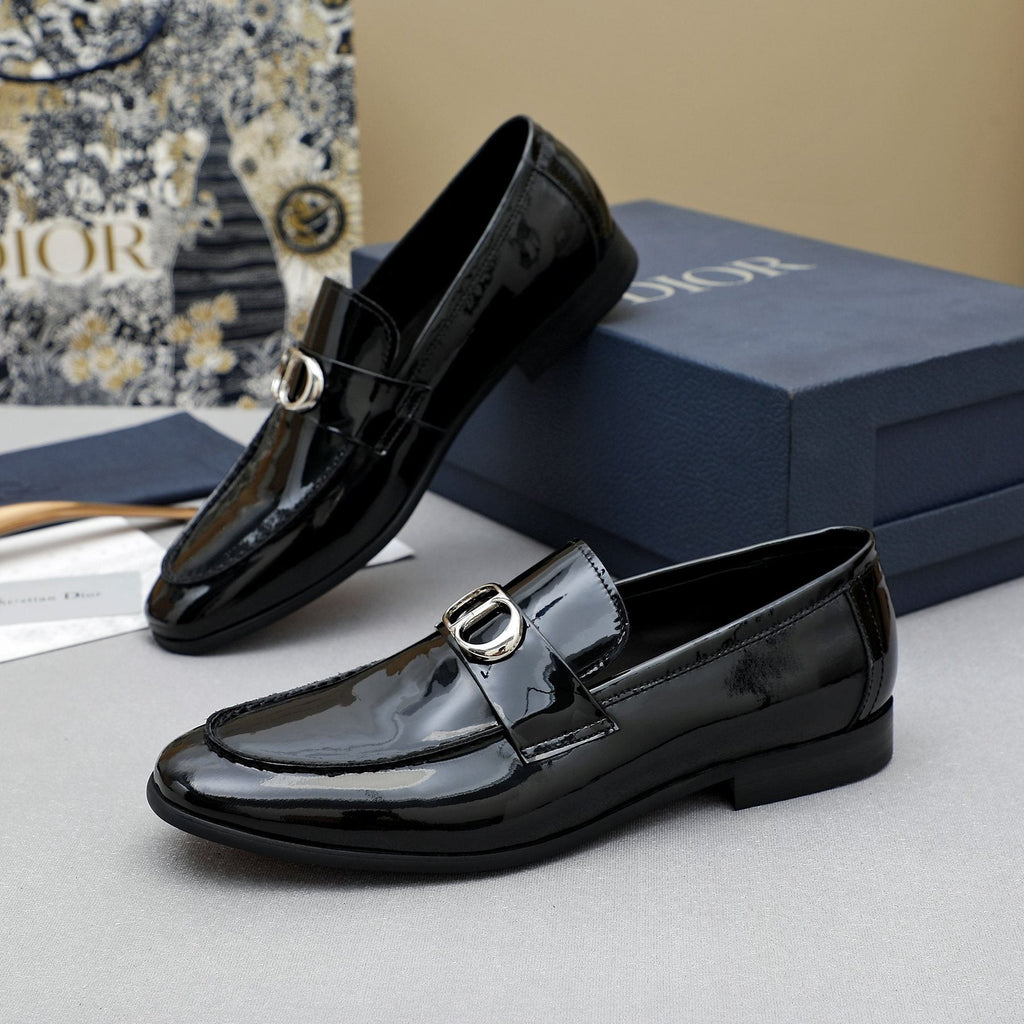 Dior Black Glossy Hardware Loafers