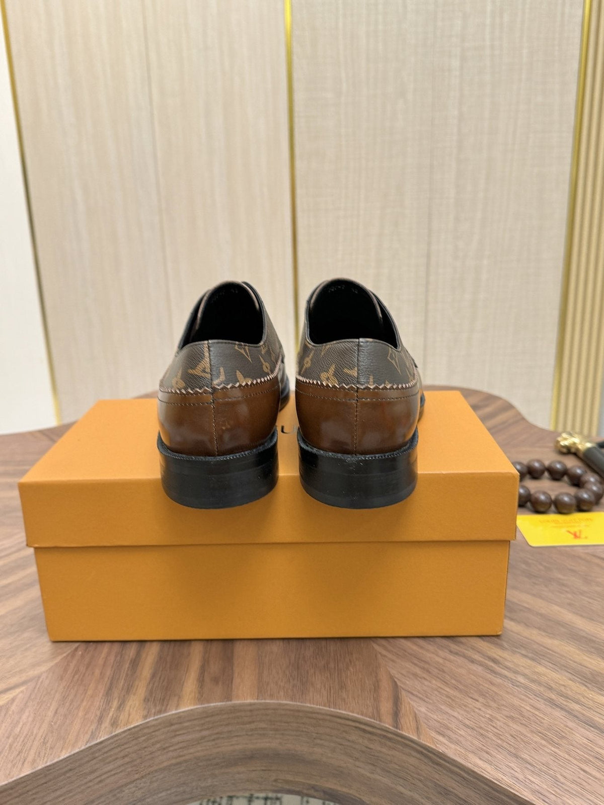 Louis Vuitton Men's Brown Monogram Lace-Up Dress Shoes